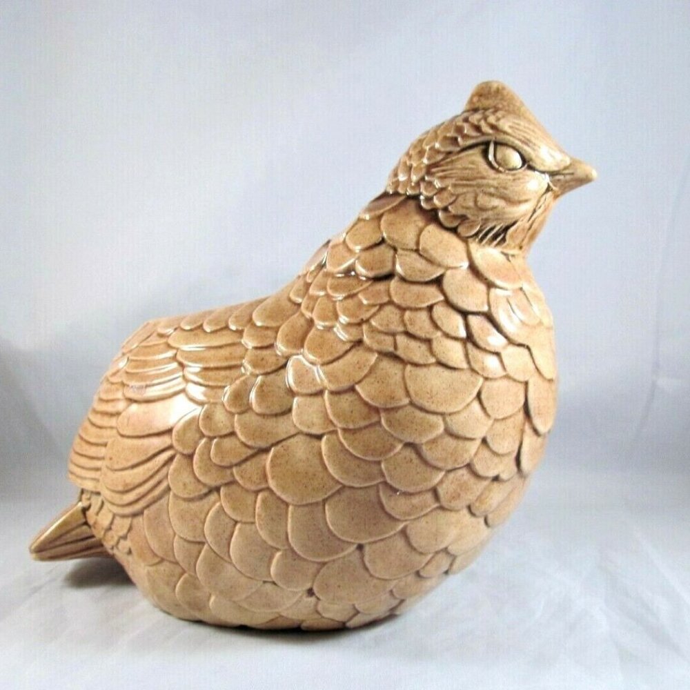 Vintage Ceramic Handpainted glazed Brown Bird Planter Signed Kimple Mold Corp